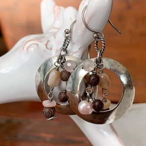Silpada Rose Quartz Pearl Earrings In 925SS